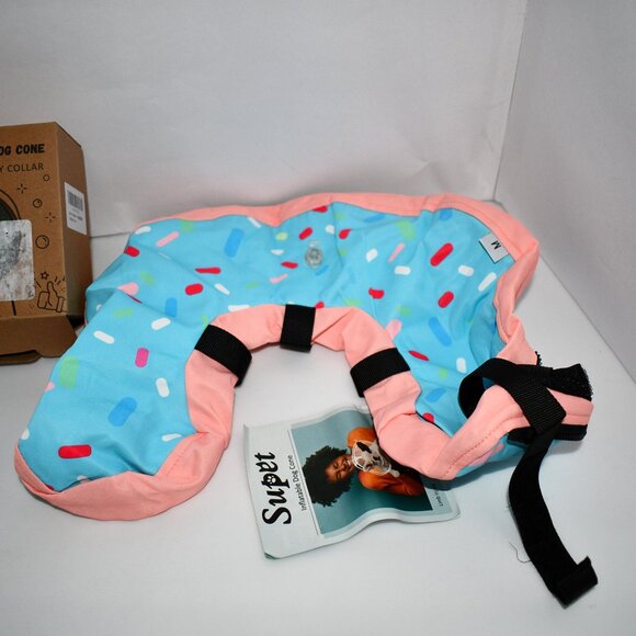 Supet Inflatable Dog Cone Collar | Soft Donut ECollar Alternative for MEDIUM - Picture 2 of 3